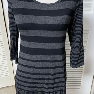 Banana Lemon Striped Black and Gray Top or Dress 3/4 sleeves